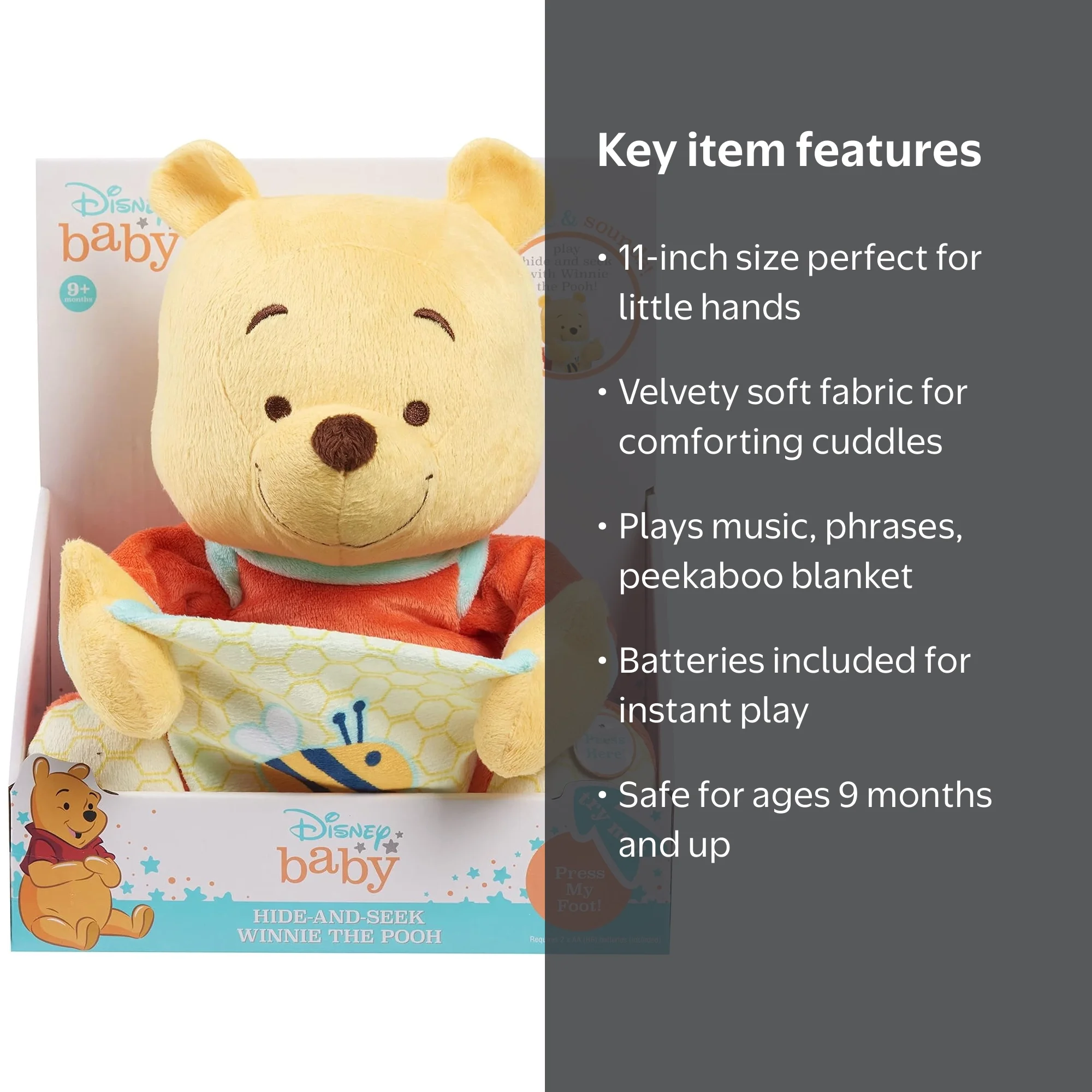 Baby Pooh スピーカー内蔵 ぬいぐるみ Disney Baby Hide-and-Seek Winnie The Pooh Interactive Plush