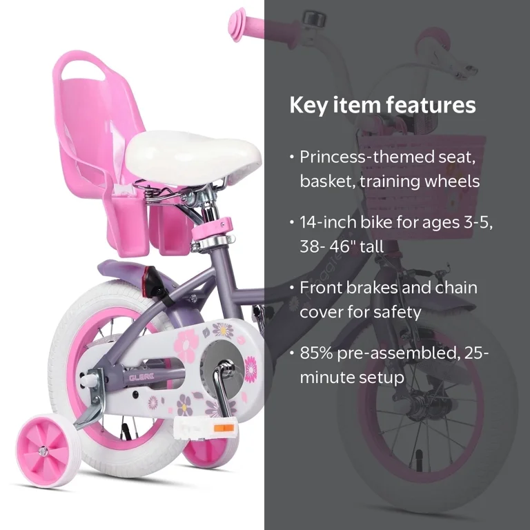 Glerc, Kids Girls Bike, Princess Style, 14 inch, Purple - Walmart.com