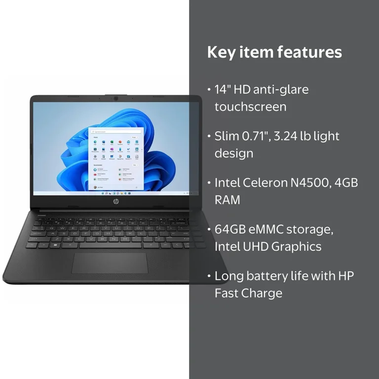 HP, 14-inch Touchscreen Laptop, N4500 Processor, HD Display