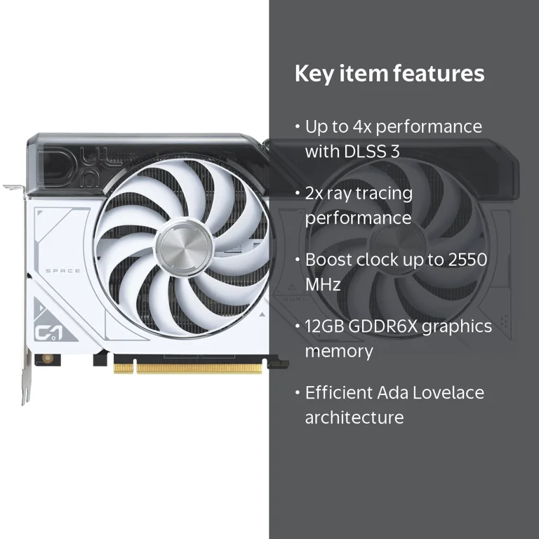 ASUS Dual RTX 4070 Super White OC Edition 12GB GPU - GDDR6X