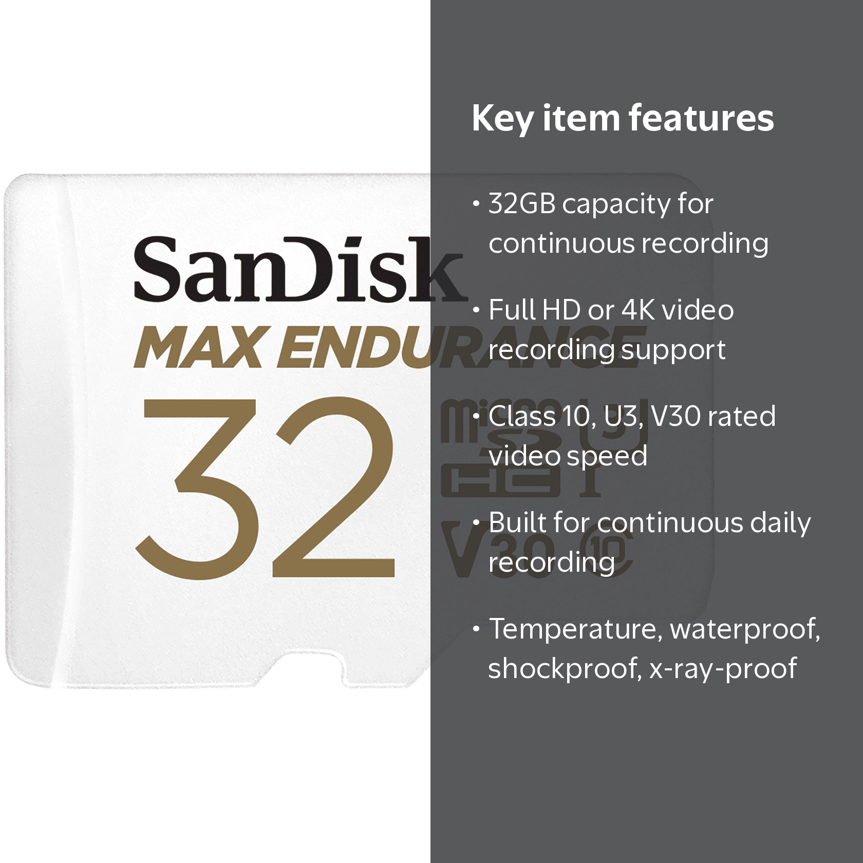 SanDisk, microSD Card, Max Endurance, 32GB, Full HD 4K - Walmart.com