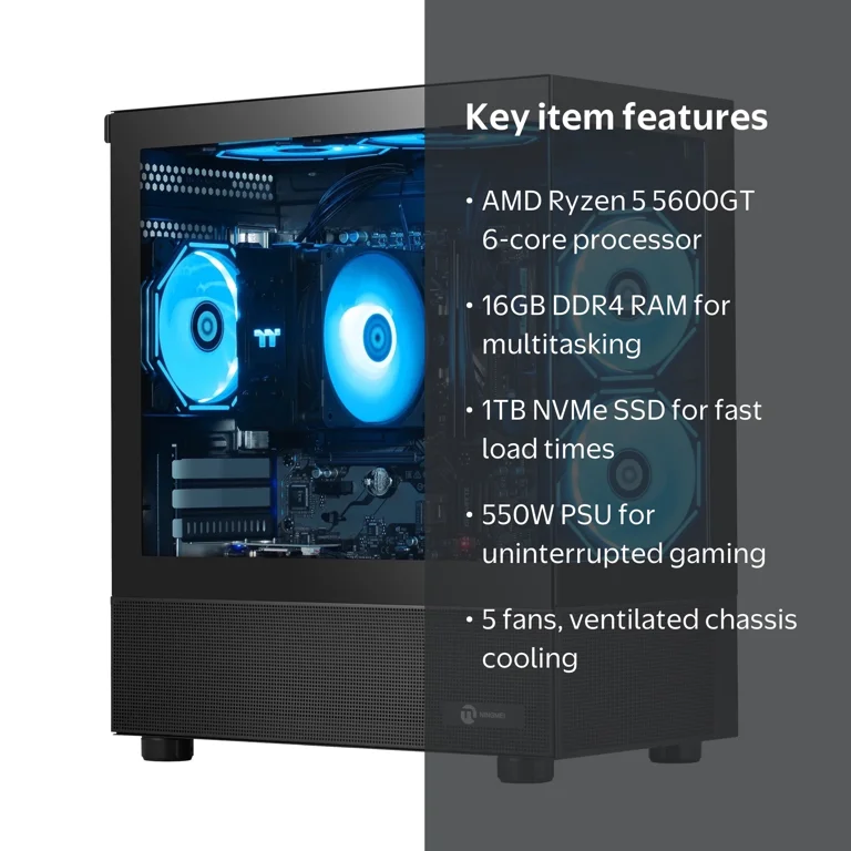 Ningmei, Gaming PC, AMD Ryzen 5 5600GT, 16GB RAM, 1TB SSD