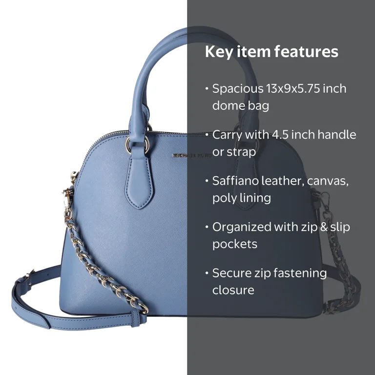 Michael Kors Veronica Medium Dome Satchel Crossbody Denim Blue