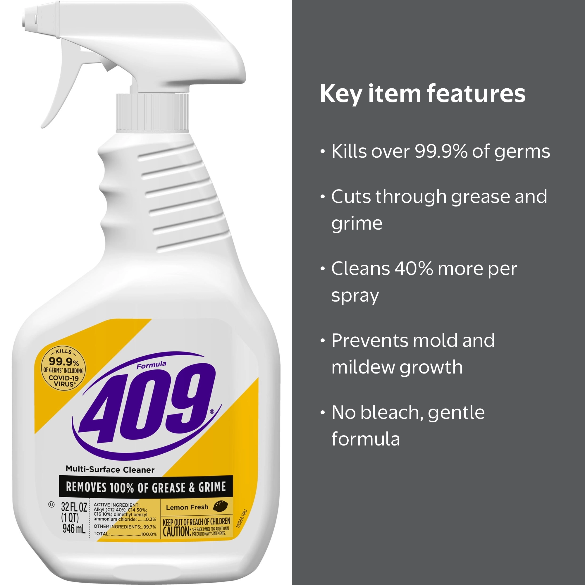 Formula 409, Multi-Surface Cleaner Spray, 32 fl oz, Lemon Fresh