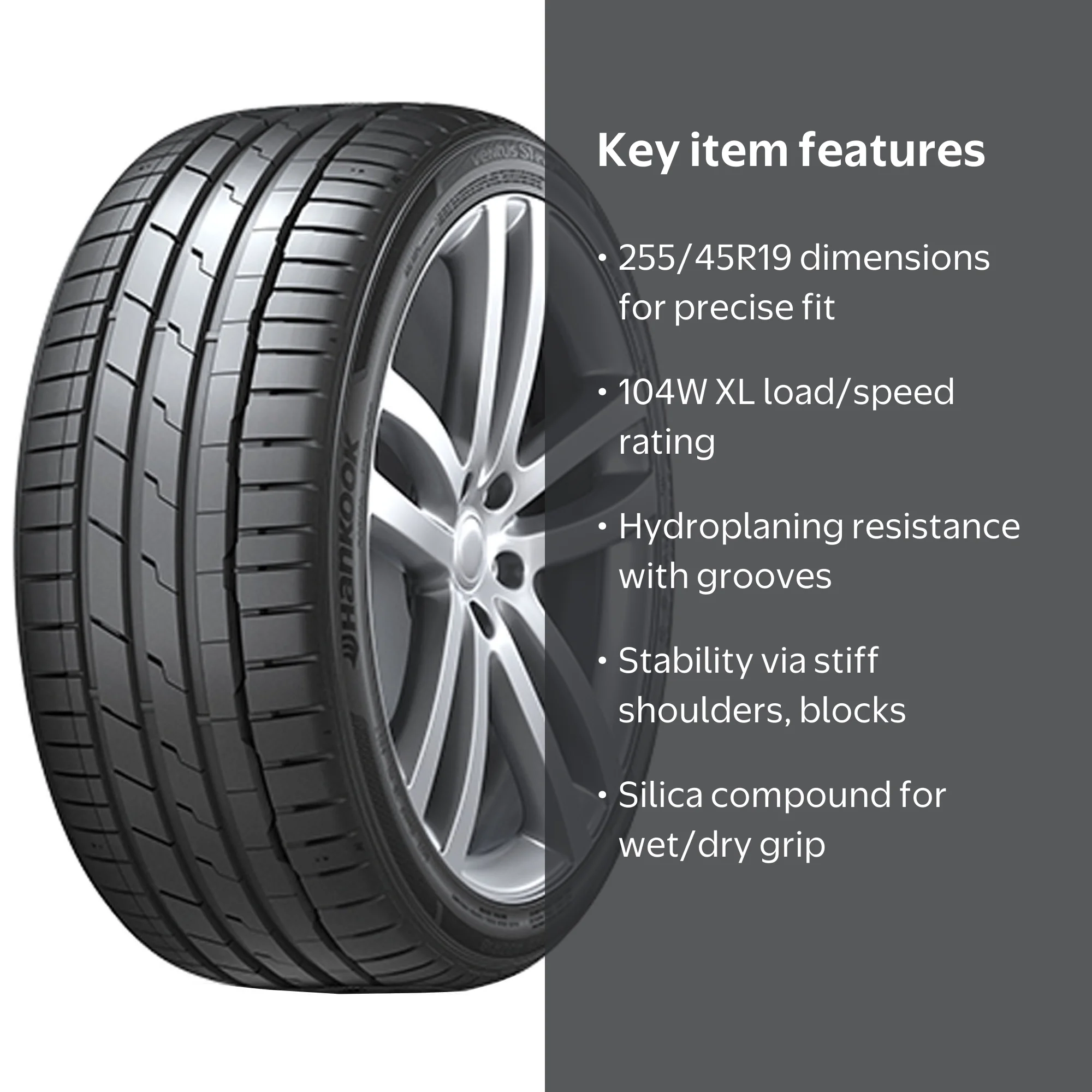 Hankook Ventus S1 evo3 255/45 R19 1本 Hankook Ventus S1 Evo3 Ev K127e 255/45R19 104W Tire Fits: 2021-23