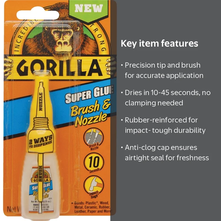 Gorilla Super Glue Brush & Nozzle Applicator 7500113 - Clear