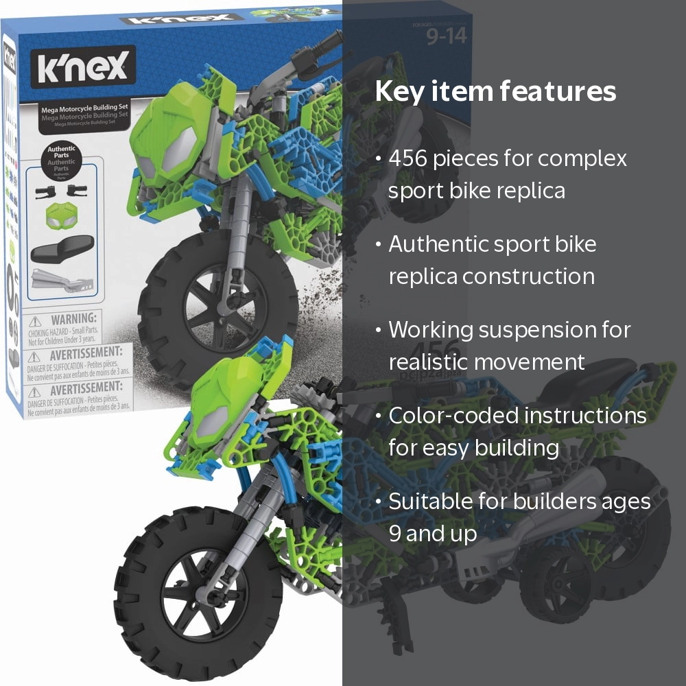 K'NEX Mega Motorcycle Building Set, 456 Parts, Ages 9+ - Walmart.com