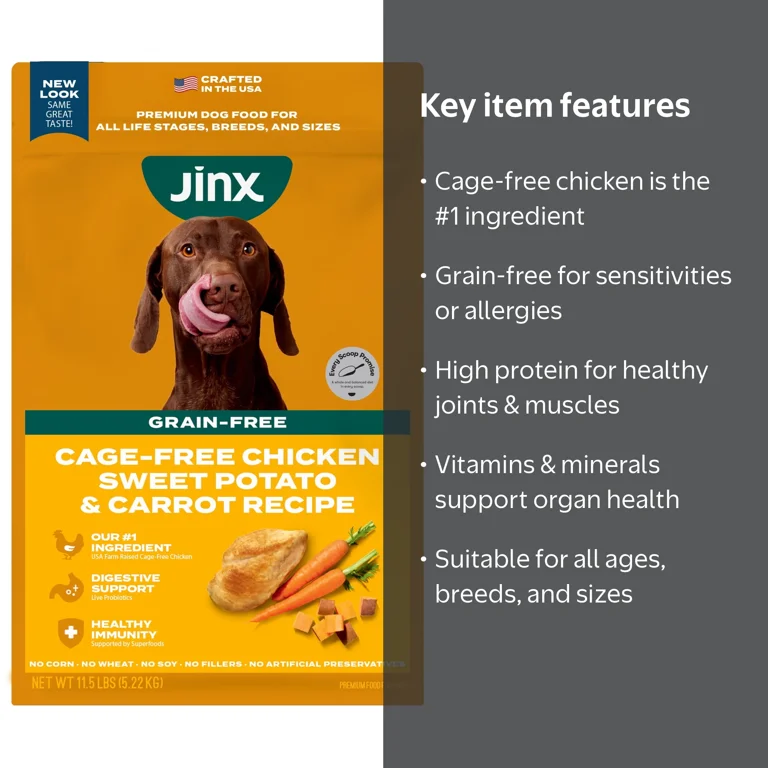 Jinx Grain-Free Dry Dog Food with Chicken, Sweet Potato & Carrot