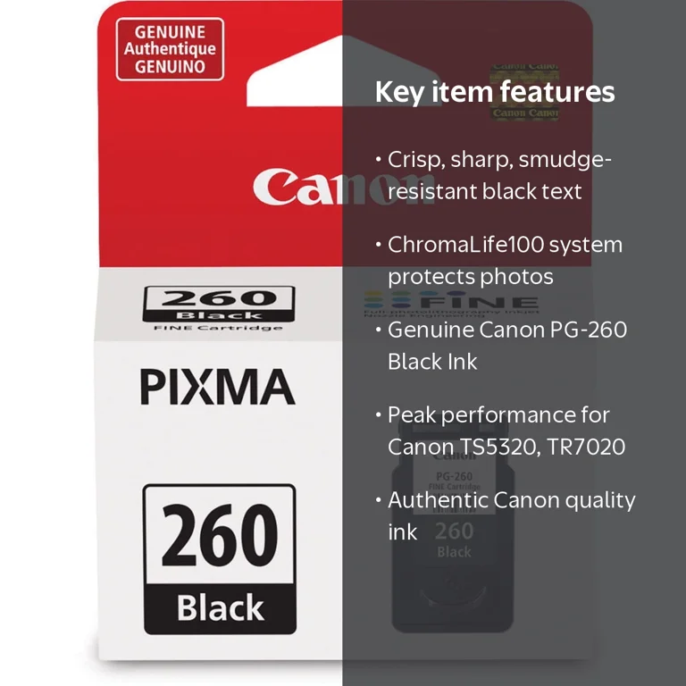Canon, Ink Cartridge, 1 Size, Black, Produces Sharp, Crisp Text