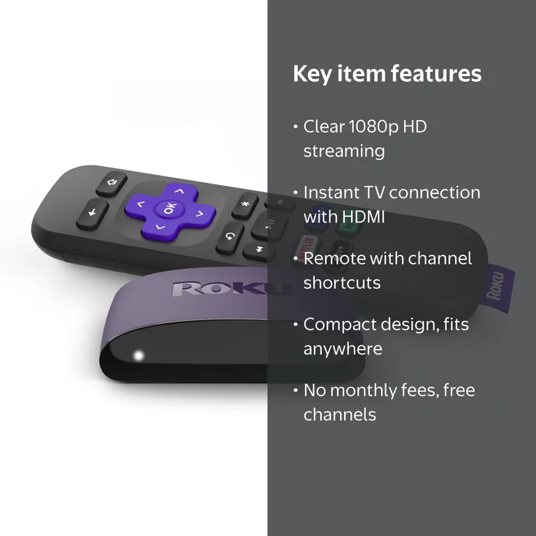 Roku LE Streaming Media Player, HD, Wi-Fi, HDMI Cable, Simple