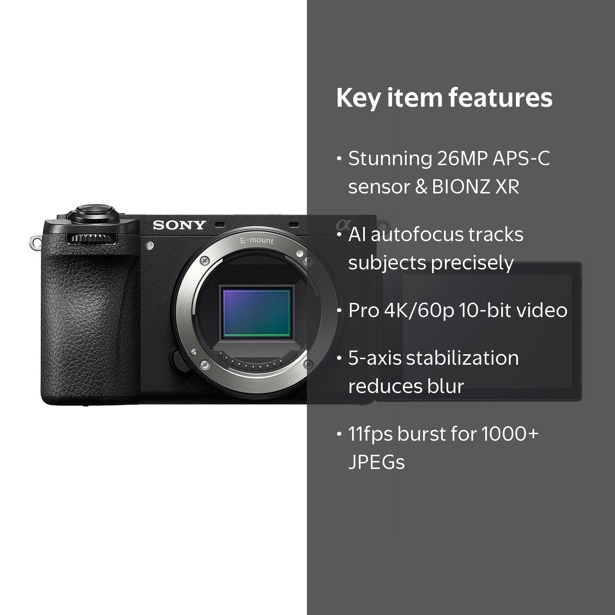 Sony Alpha ILCE-6700 26MP Mirrorless Camera Body Only - Walmart.com