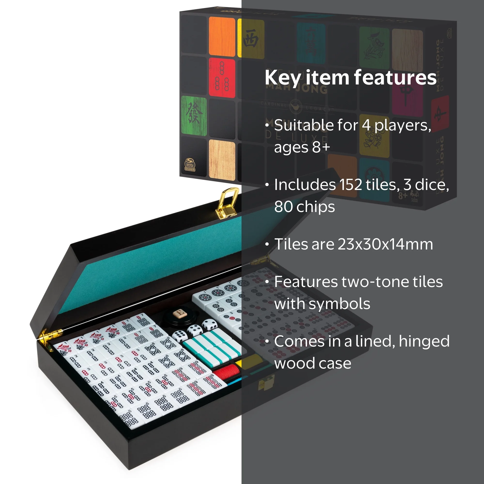 Spin Master Games, Mah Jong Classic Set, Two-Toned Tiles, Storage