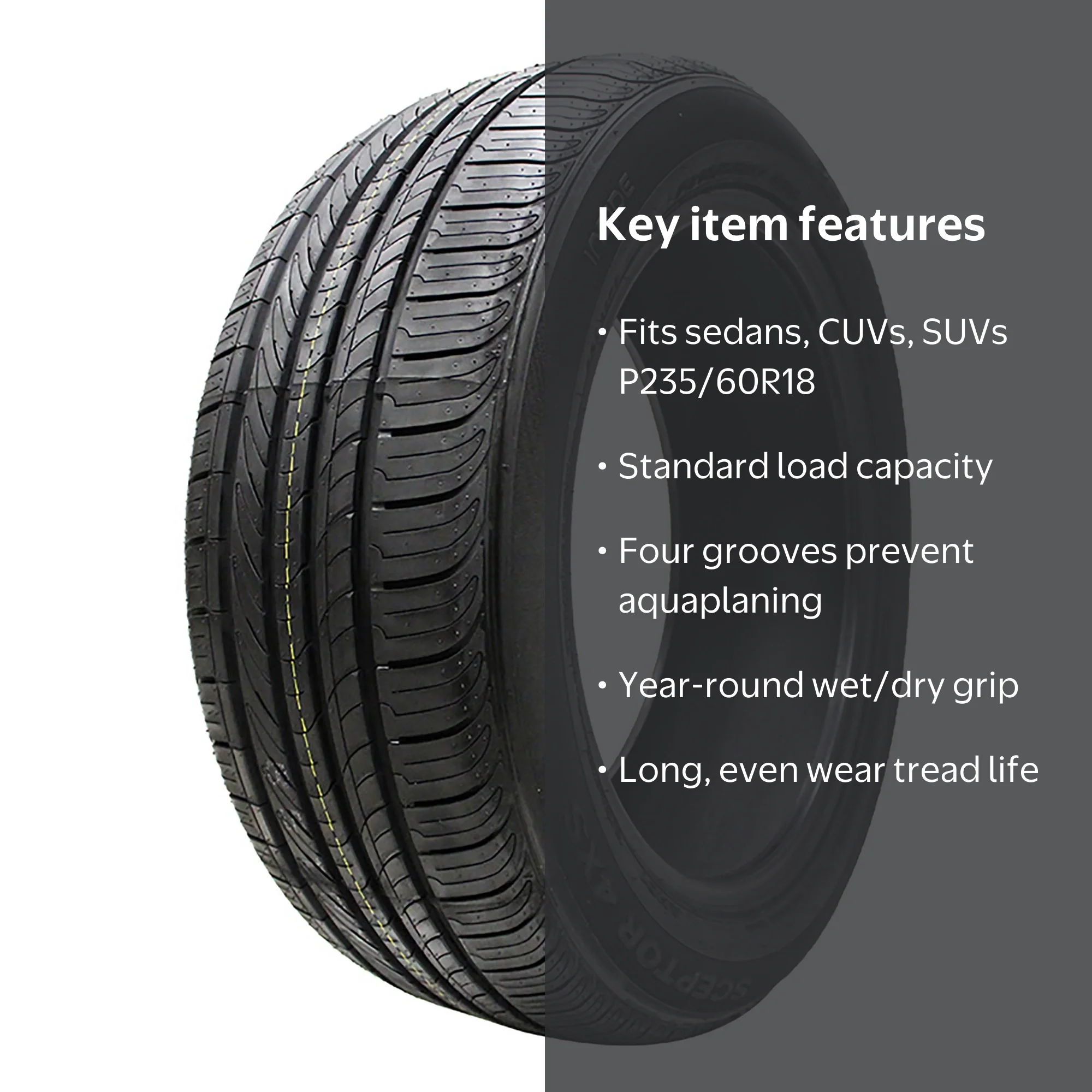 Sceptor 4XS All-Season Performance Tire P235/60R18 103H for Sedans