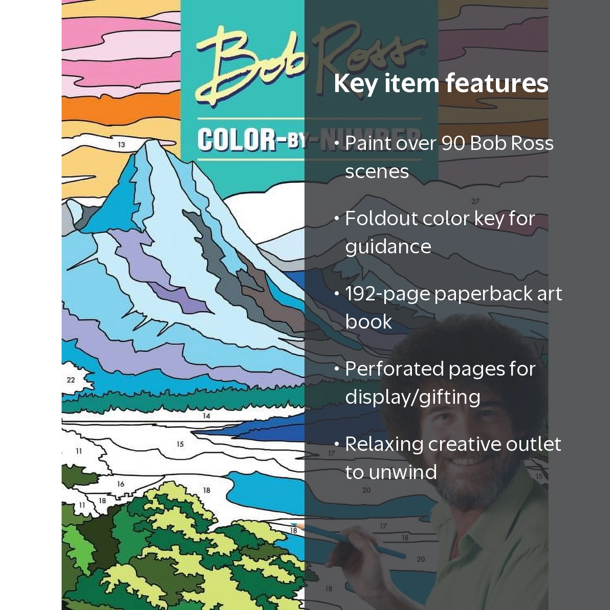 Bob Ross Color-By-Number, 192 pages, Relax Scene Landscapes