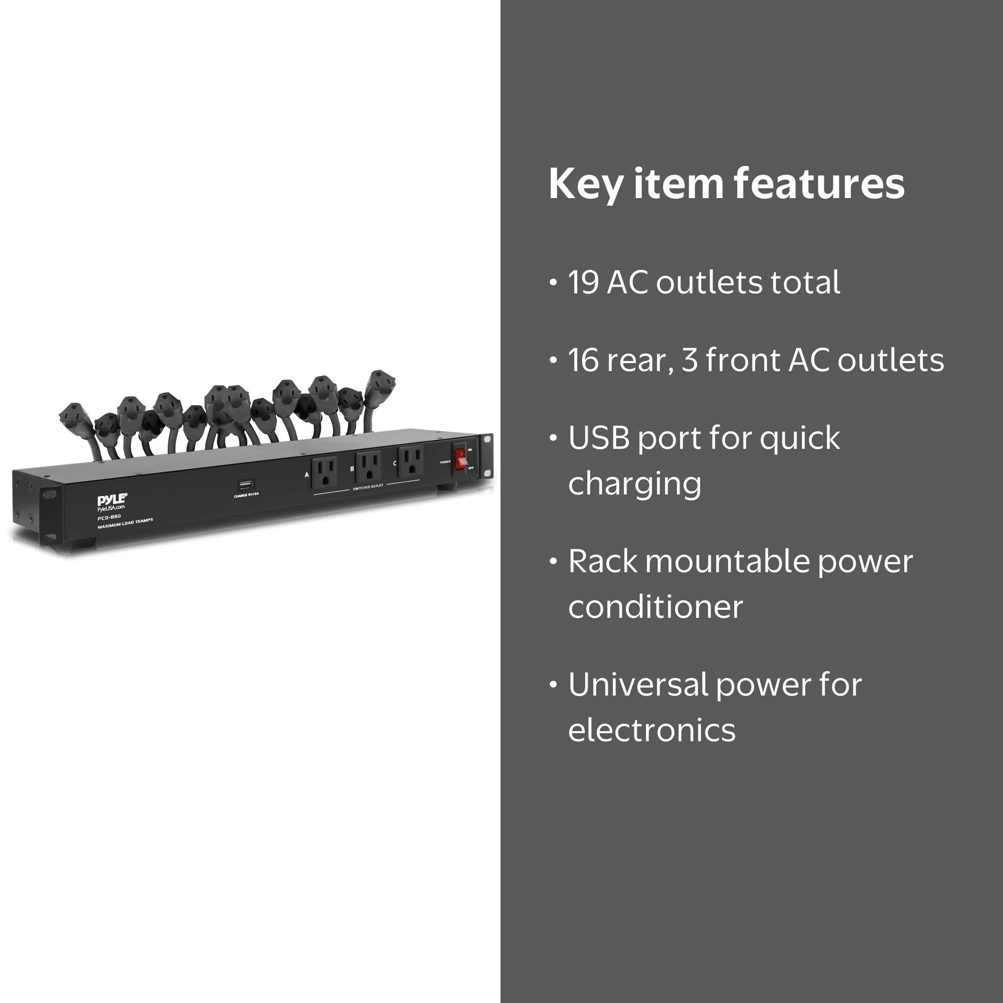 Pyle PCO860 - Power Supply Surge Protector - Rack Mount Power