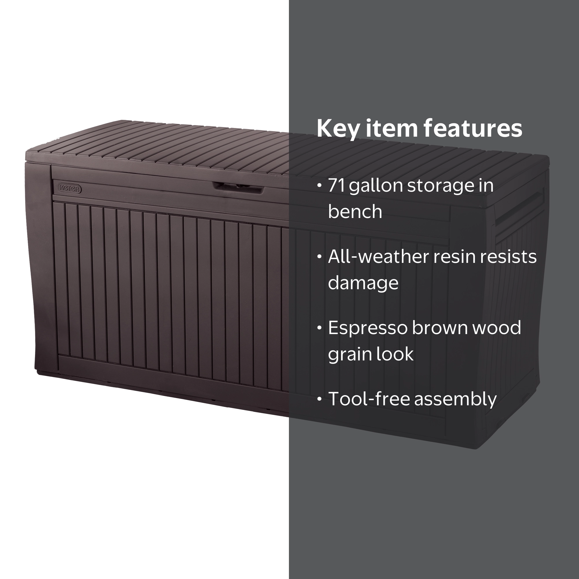 Keter, Outdoor Deck Box, 71 Gallon, Resin Waterproof Storage