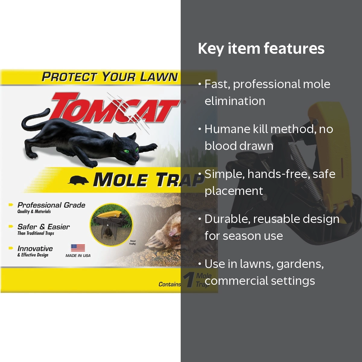 Tomcat Professional Grade Mole Trap - Effective, Hands-Free, and