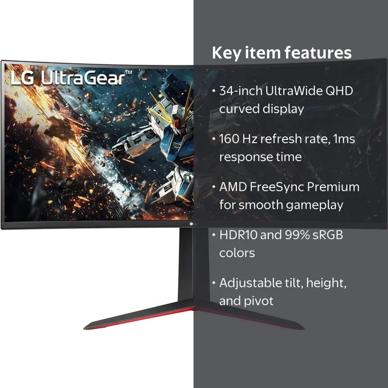 LG, Gaming Monitor, 34GP63A-B, UltraWide Curved QHD 160Hz HDR