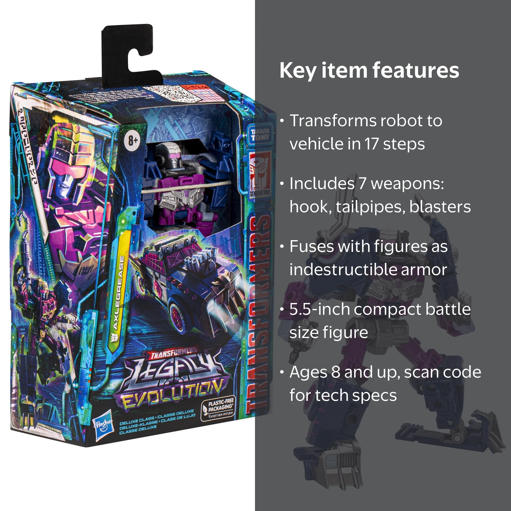 Transformers Legacy Evolution Axlegrease Deluxe Action Figure, 5.5
