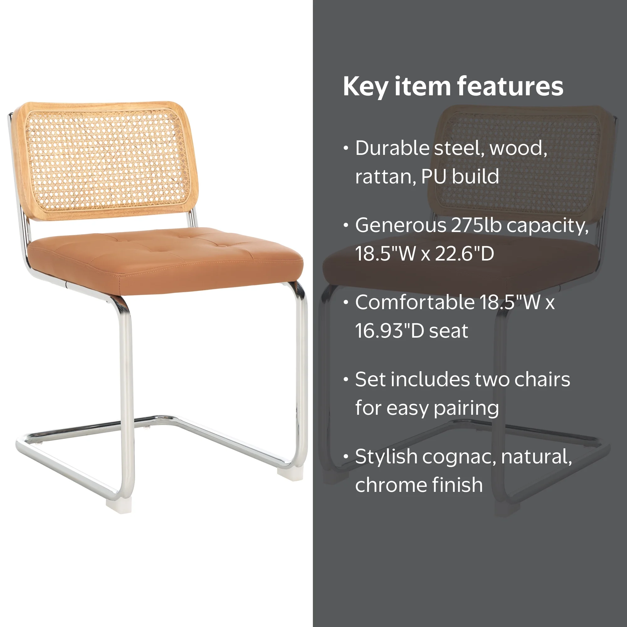 SAFAVIEH Coralia Industrial PU Solid Dining Side Chair, Cognac