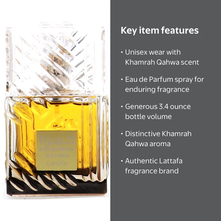 Lattafa Khamrah Qahwa for Unisex Eau de Parfum Spray, 3.4 Ounce