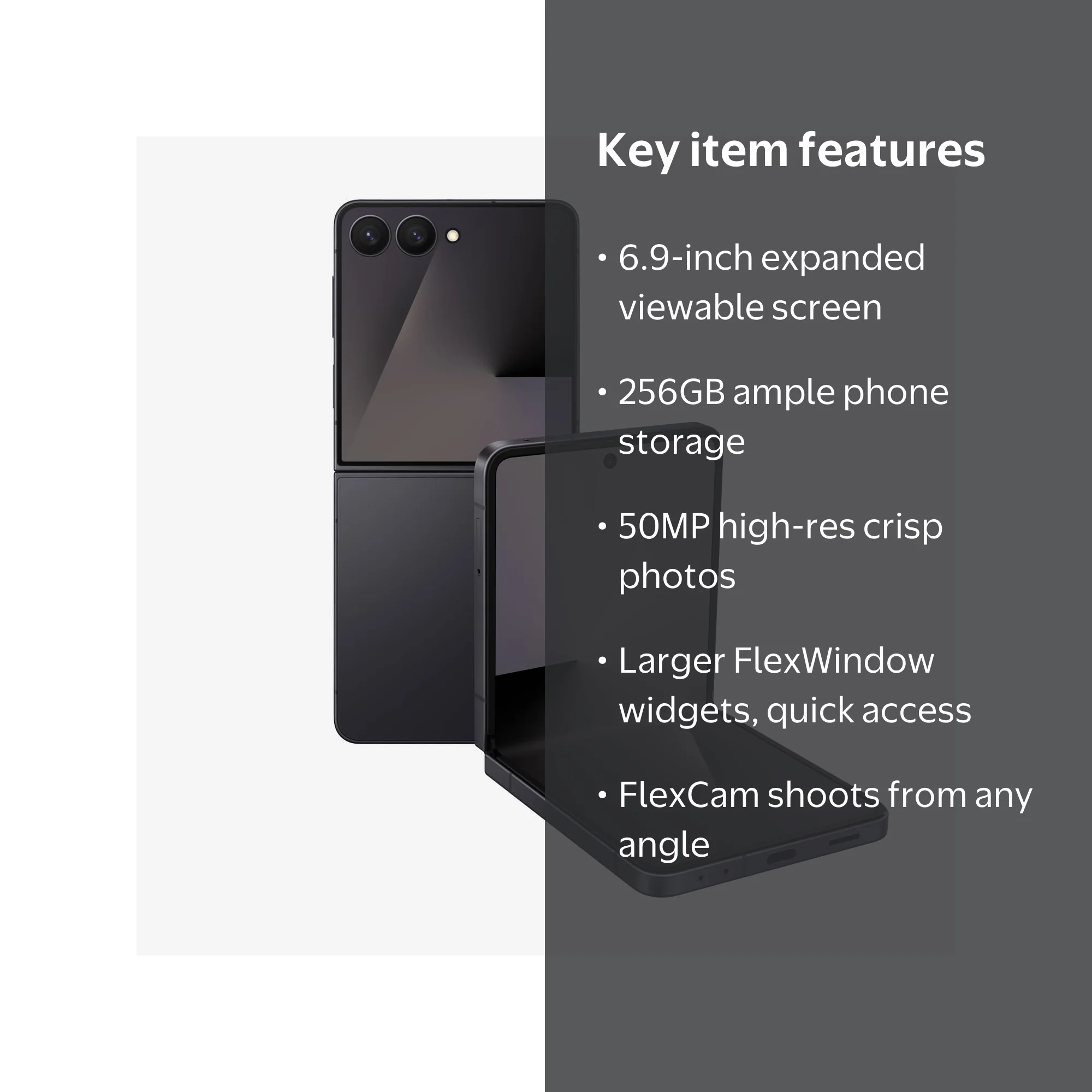 Samsung, Smartphone, Z Flip7 256GB, Unlocked Jet Black - Walmart.com