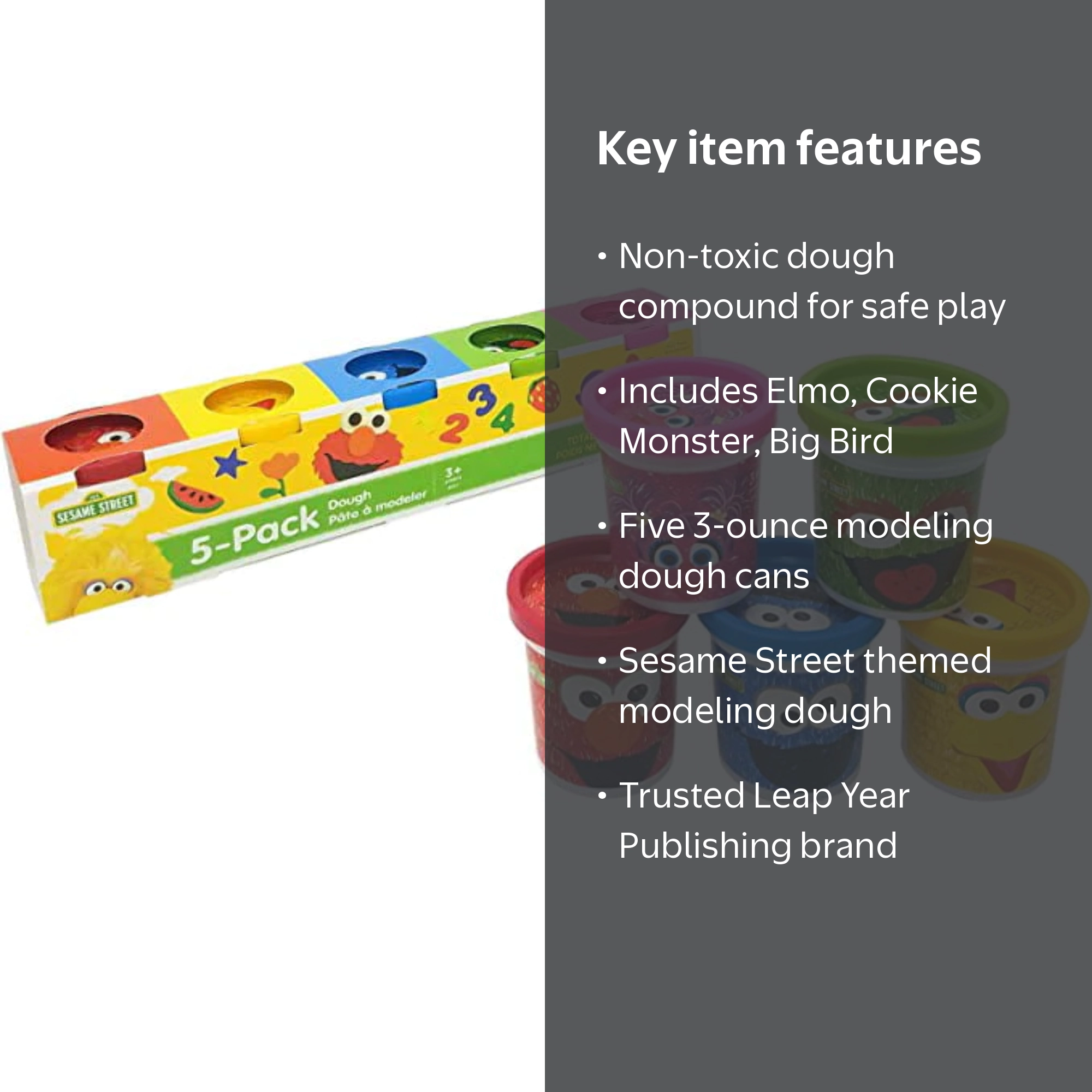 Leap Year Publishing Sesame Street Modeling Dough 5-Pack, Non