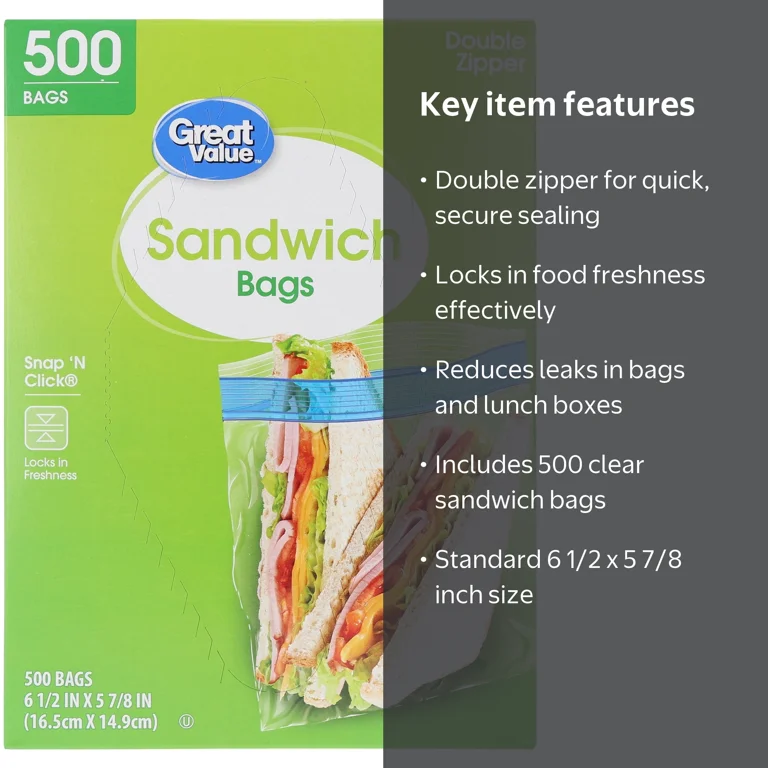 Great Value Sandwich Bags, Double Zipper, 500 Count - Walmart.com