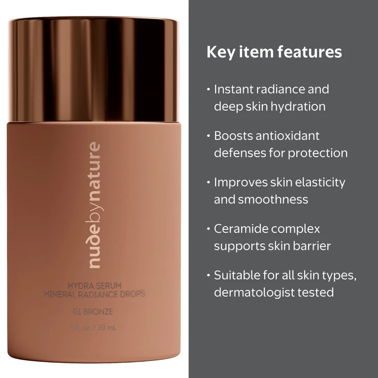 Nude by Nature Hydra Serum Mineral Radiance Drops, Bronze