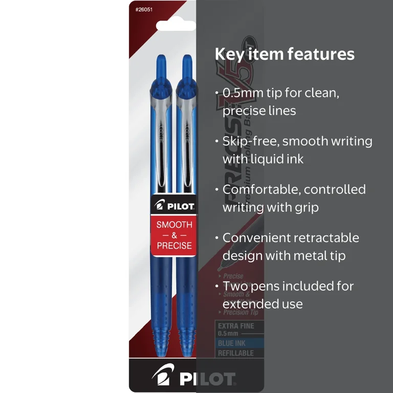 Pilot Precise V5 Retractable Rolling Ball Pens, Extra Fine, 0.5 mm