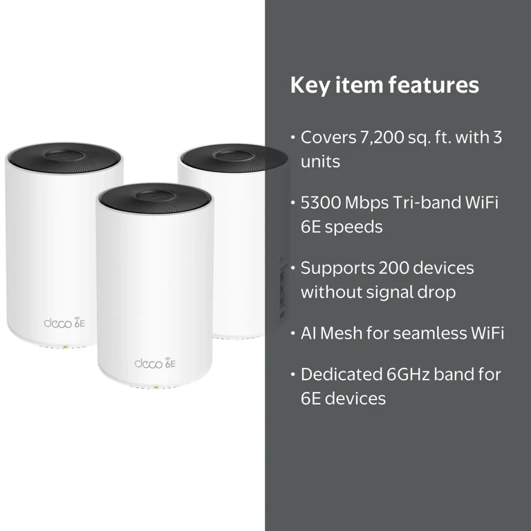 TP-Link, Deco AXE5300 Wi-Fi 6E Mesh System, 3 Pack, Tri-Band