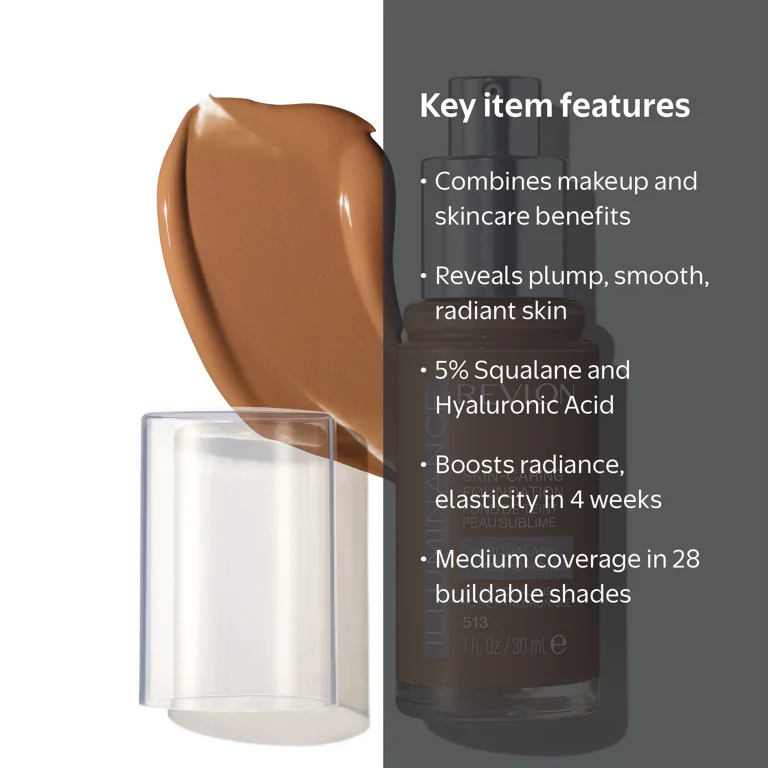 Revlon Illuminance Skin-Caring Liquid Foundation, 513 Brown Suede