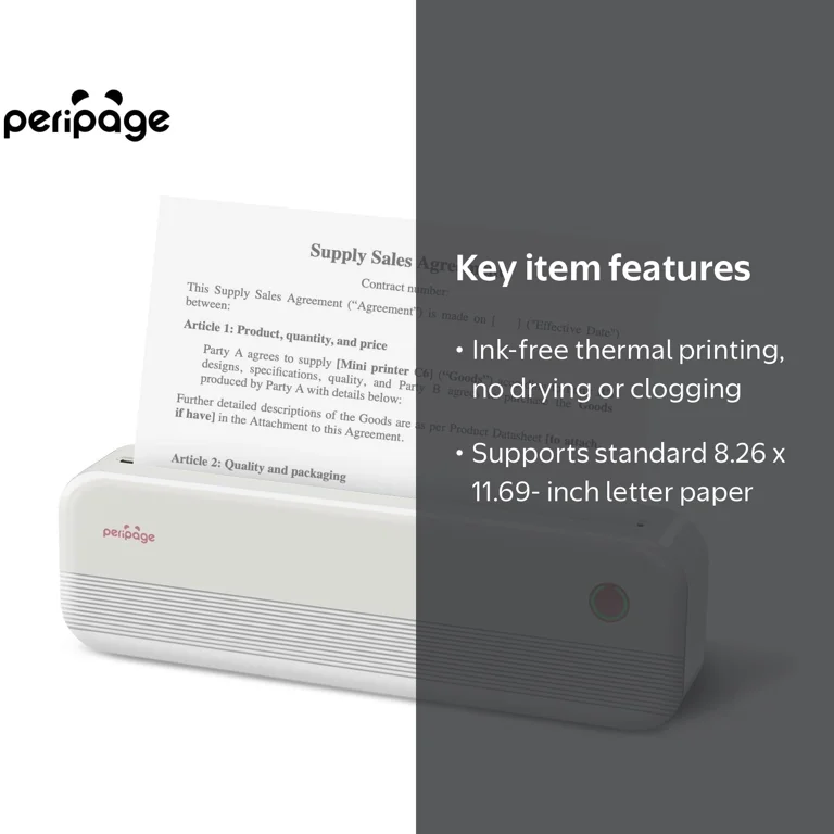 PeriPage P40, Portable Mini Thermal Printer, No Ink Required