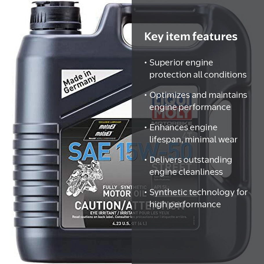 Liqui Moly 4T Synthetic High-Performance Motor Oil 15W-50, 4L
