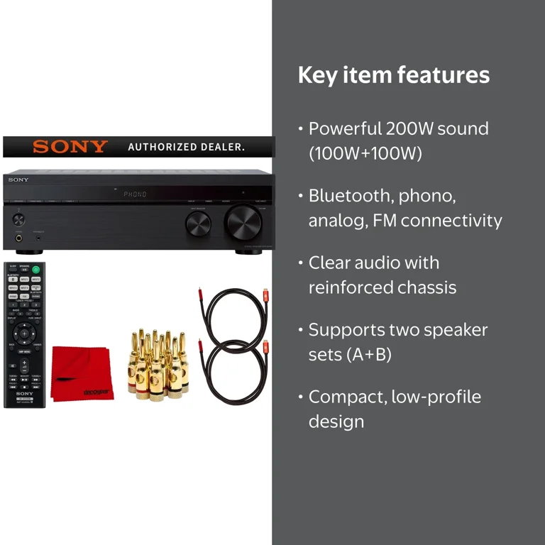 Sony STRDH190 2Ch Receiver with Phono, Bluetooth, HDMI, Deco Gear