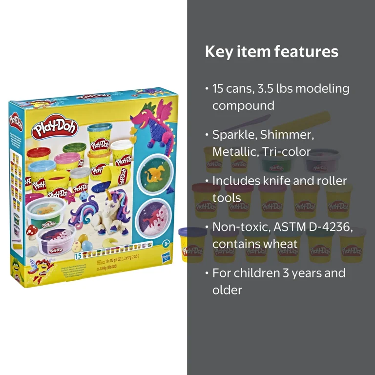 Play-Doh Magical Sparkle Pack, 15 Cans of Sparkle, Shimmer