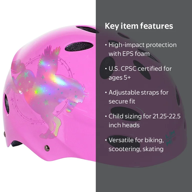 LittleMissMatched Girl's Pegasus Hologram Helmet, Pink, Child