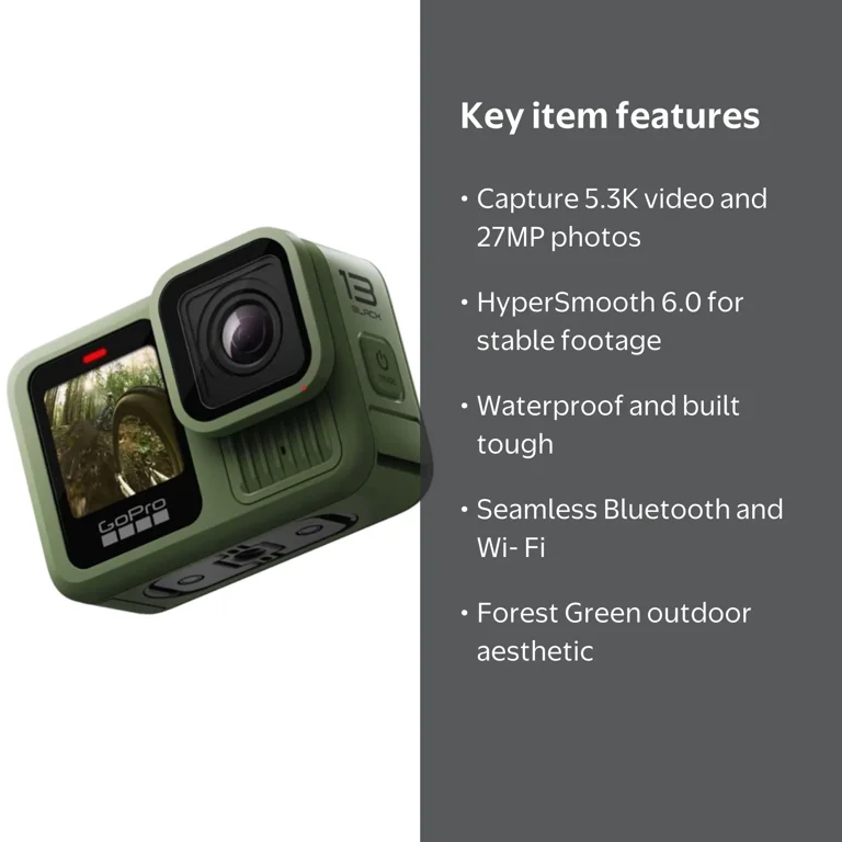 【新品★未開封】GoPro HERO 13 BLACK GoPro, Hero 13 Black, Rugged Forest Green, 5.3K Video - Walmart.com