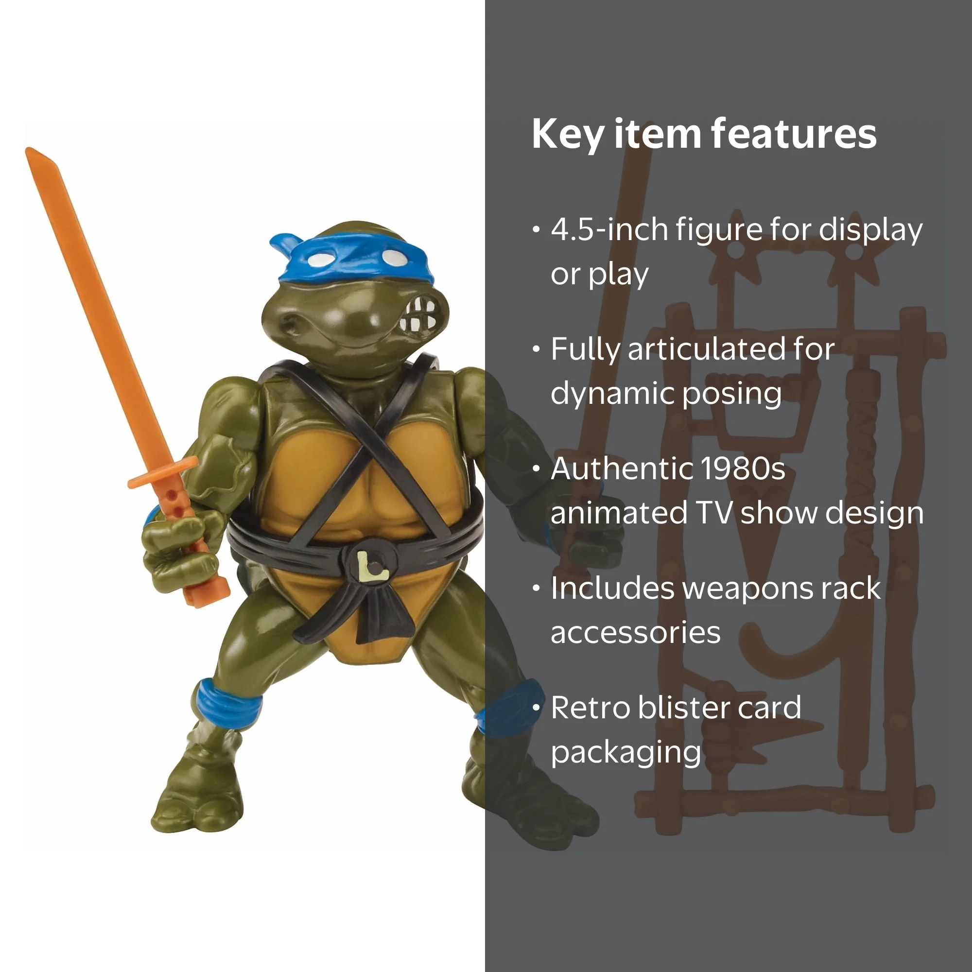 TMNT Classic Leonardo Action Figure Set, 4 Pieces Toy Pack