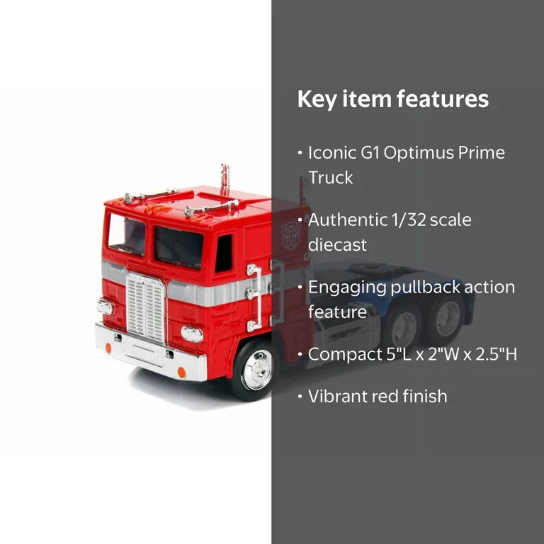 Jada Toys G1 Optimus Prime Truck, Transformers Diecast Collectible