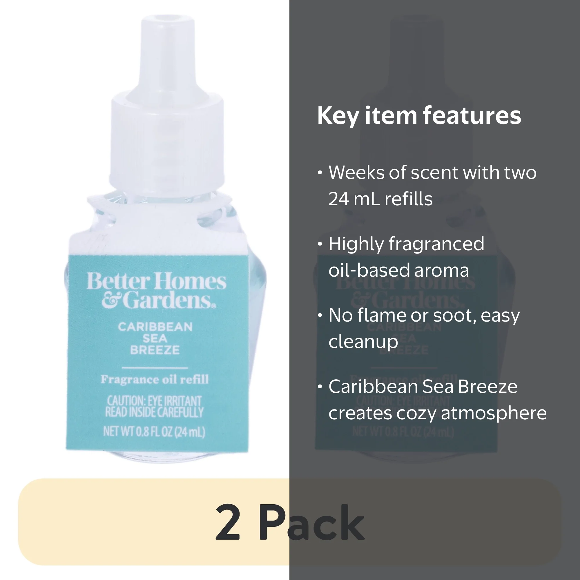 2 pack) Better Homes & Gardens Aroma Accents Oil Refill 24 mL
