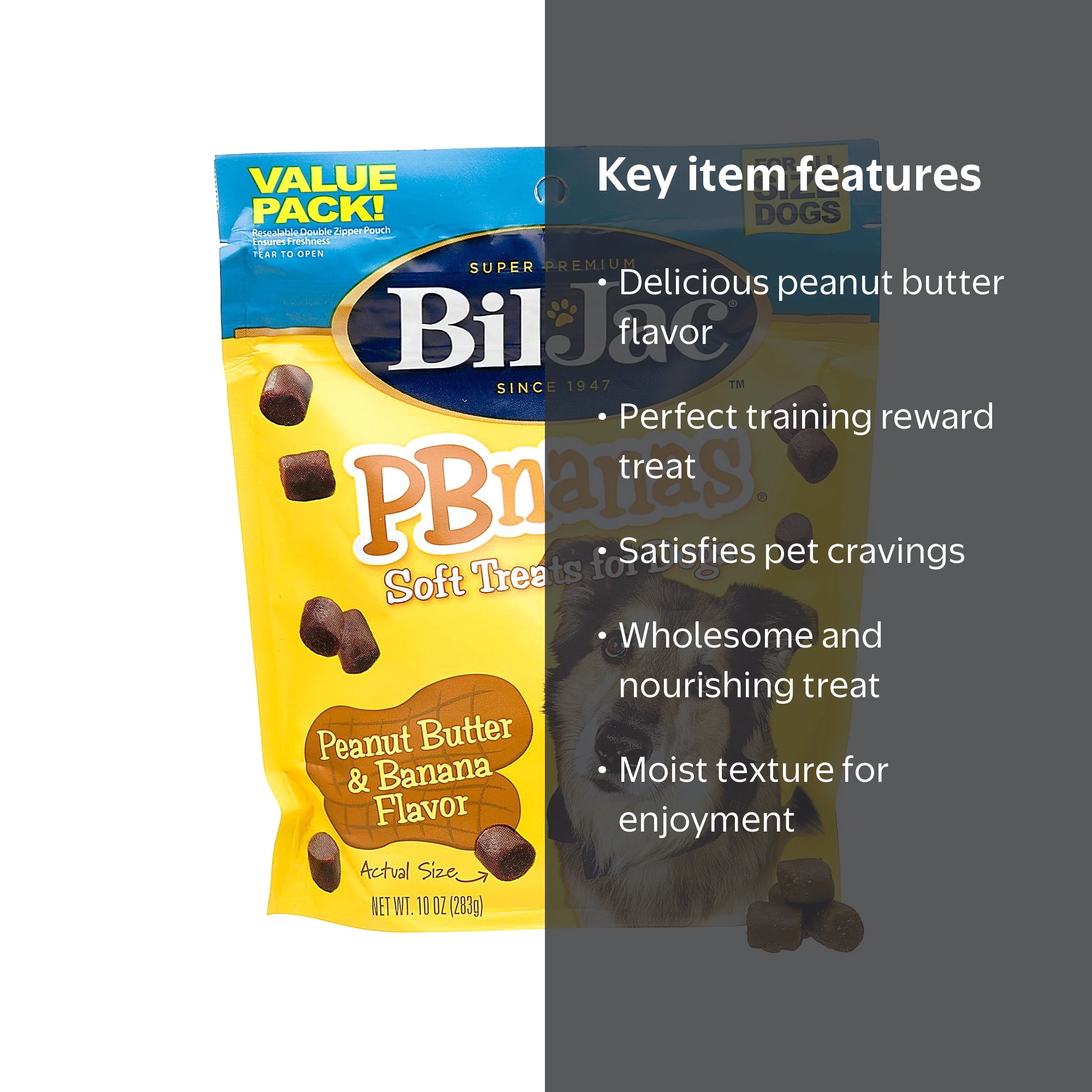 Bil-Jac, Dog Treat, PB-Nanas, Moist Nourishing Peanut Butter