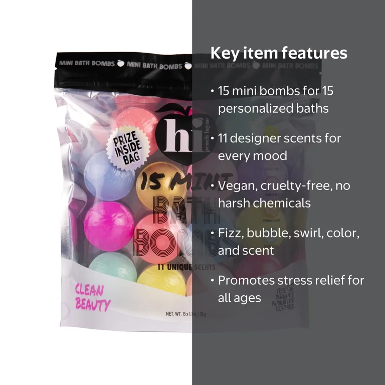Hi Peach Layne 15-Count Mini Bath Bomb Bag - Walmart.com