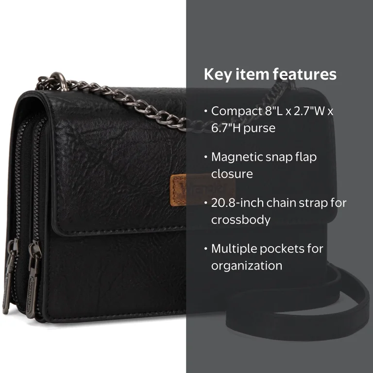 Montana West, Flap CrossBody Purse for Women, Black - Walmart.com