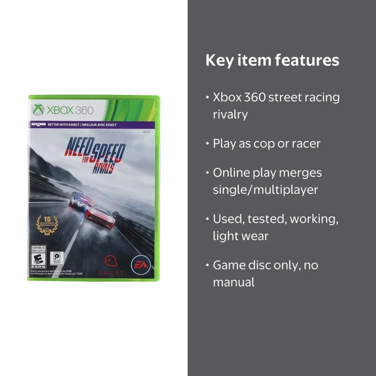 Electronic Arts Need for Speed Rivals Xbox 360 Game, Used, No