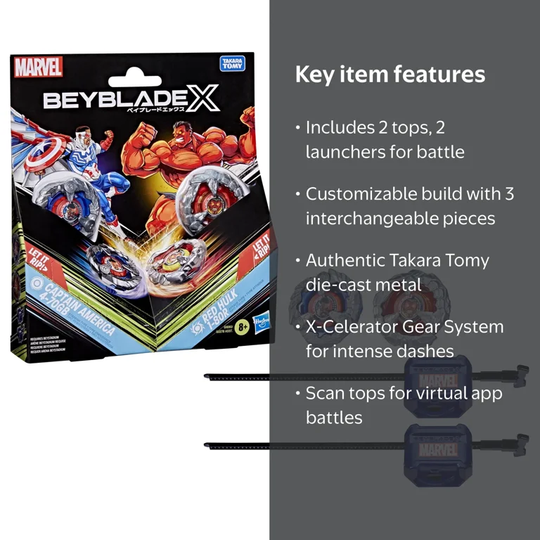 Beyblade X and Marvel Collab, Captain America 4-70GB vs. Red Hulk