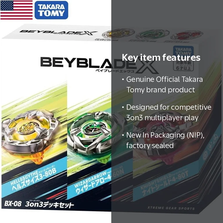 Takara Tomy Beyblade X 3on3 Deck Set BX-08, Includes 3 Beyblades