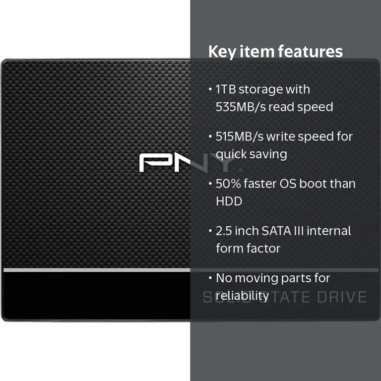 PNY, SATA Internal SSD, CS900 1TB, Up to 535MB/s Read - Walmart.com PNY, SATA Internal SSD, CS900 1TB, Up to 535MB/s Read - Walmart.com