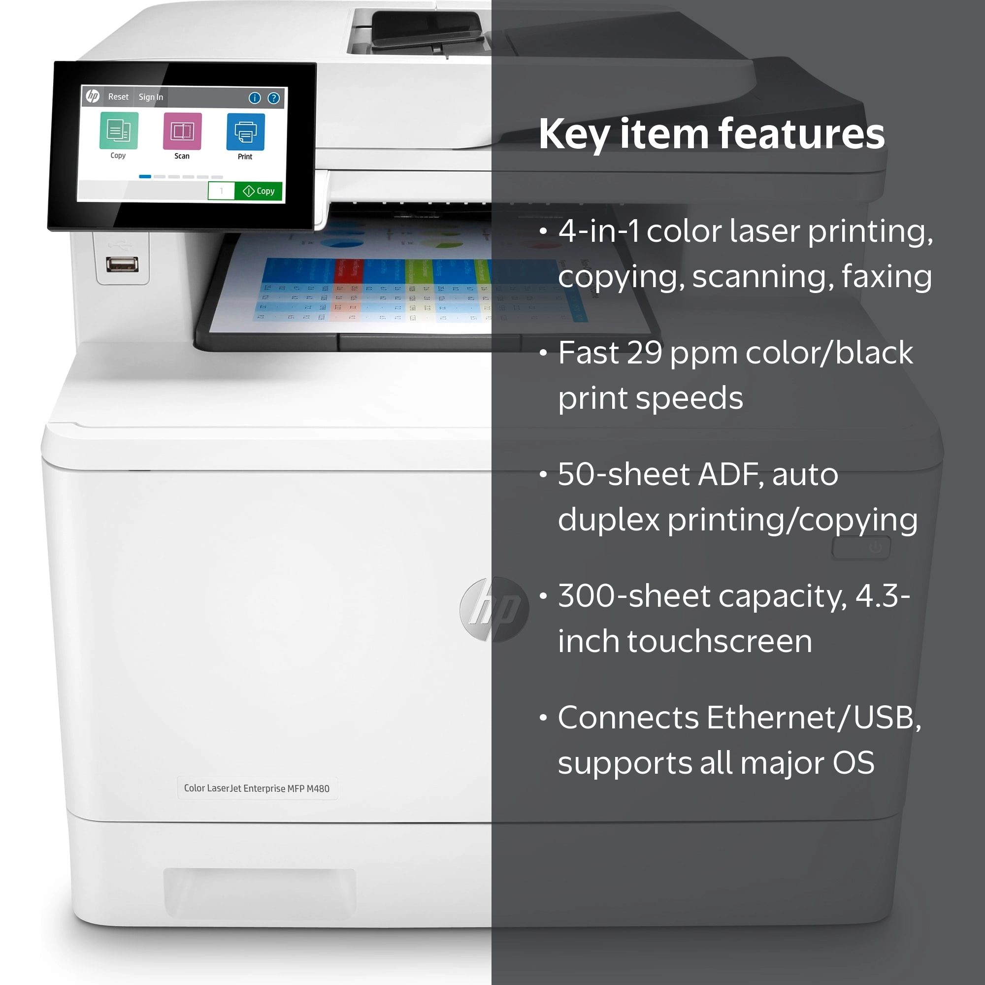 HP, Color LaserJet Enterprise MFP M480f, Color Mobile Print, Copy