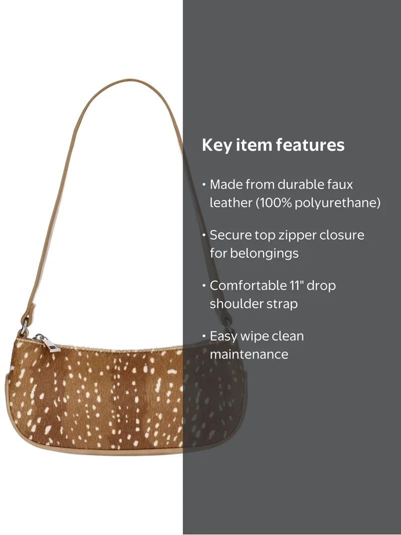 No Boundaries Women's Faux Leather Moto Shoulder Bag, Doe
